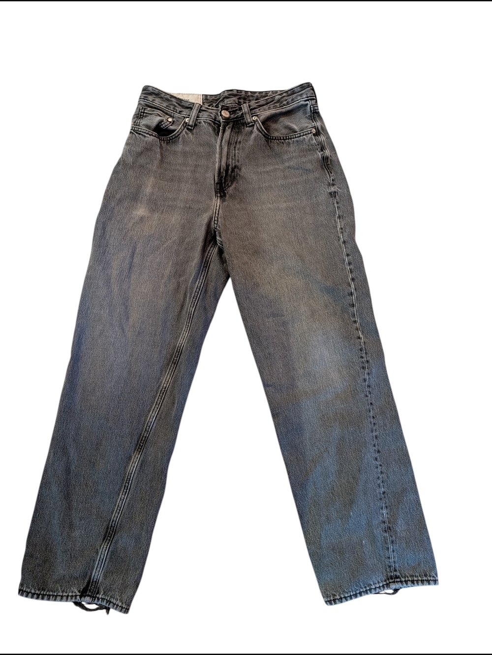 H&M Women's Straight-Leg Washed Gray Jeans
